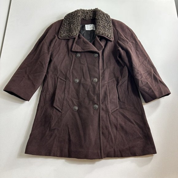 Vintage‎ Saks Fifth Avenue Wool Cashmere Blend Brown trench coat Womens size 10 - Picture 1 of 16